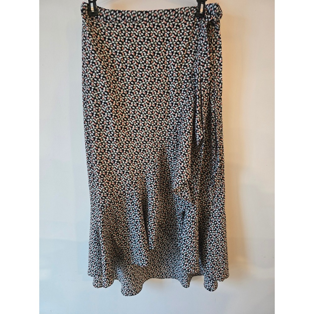 MAX STUDIO Floral Print Midi Wrap Skirt‎ Women Size S Black Pink White